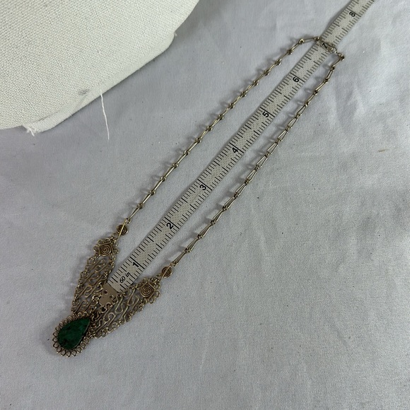 Vintage Peruvian Chrysocolla stone necklace with wire design - Picture 4 of 5